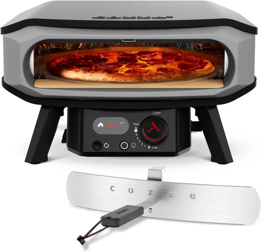 Four électrique à pizza 30mbar, 17 pouces, noir, Pierre à Pizza Incluse