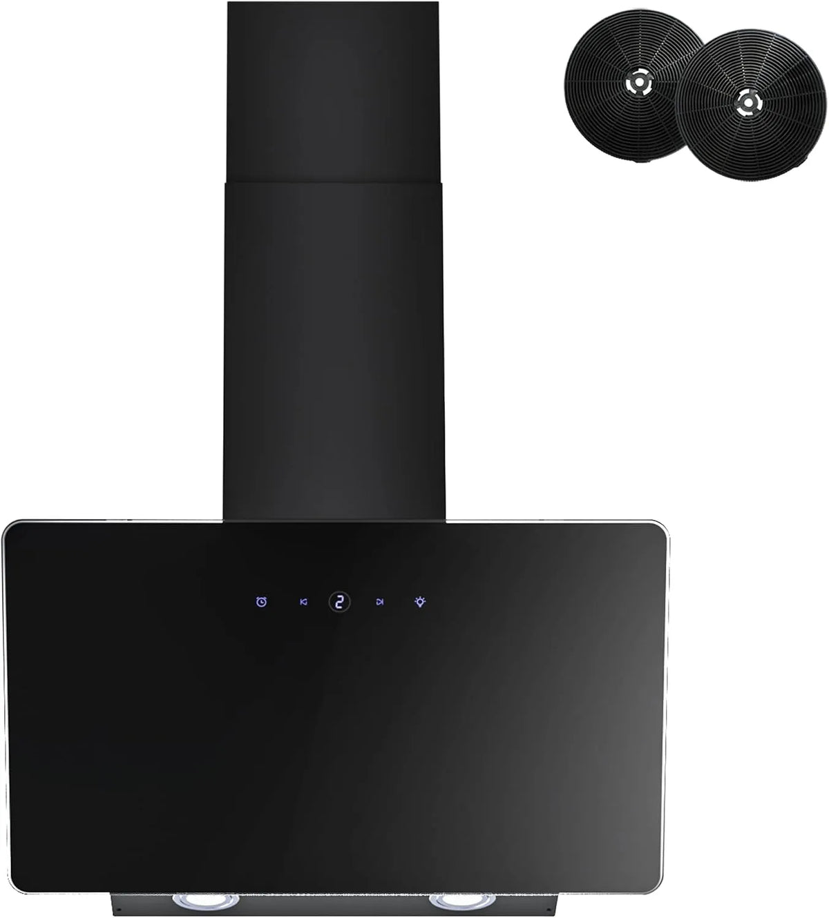 Hotte aspirante, 60cm, hotte de cuisine, FIREGAS, inclinée, tactile, silencieux, LED, silencieuse, circulation d'air avec Touch Control, Moteur sans