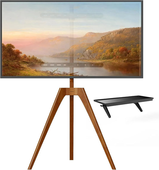 Smart TV, 45 pouces, 400x400mm, téléviseur, Support Télé en Bois Pivotant et Hauteur Réglable