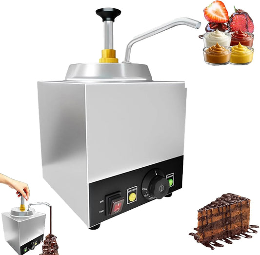 Produit distributeur de 2, Double chauffe-chocolat avec température réglable de 30 à 110 °C et pompe, 1 l, en acier inoxydable, pour cafés