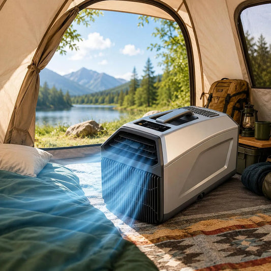 Climatiseur, 1500 W, minuteur, silencieux, camping, 4500/5100 Btu, Camping-Car, Minuterie 24 H, Télécommande, Tente, Fourgon Aménagé, Auto-Évaporateur