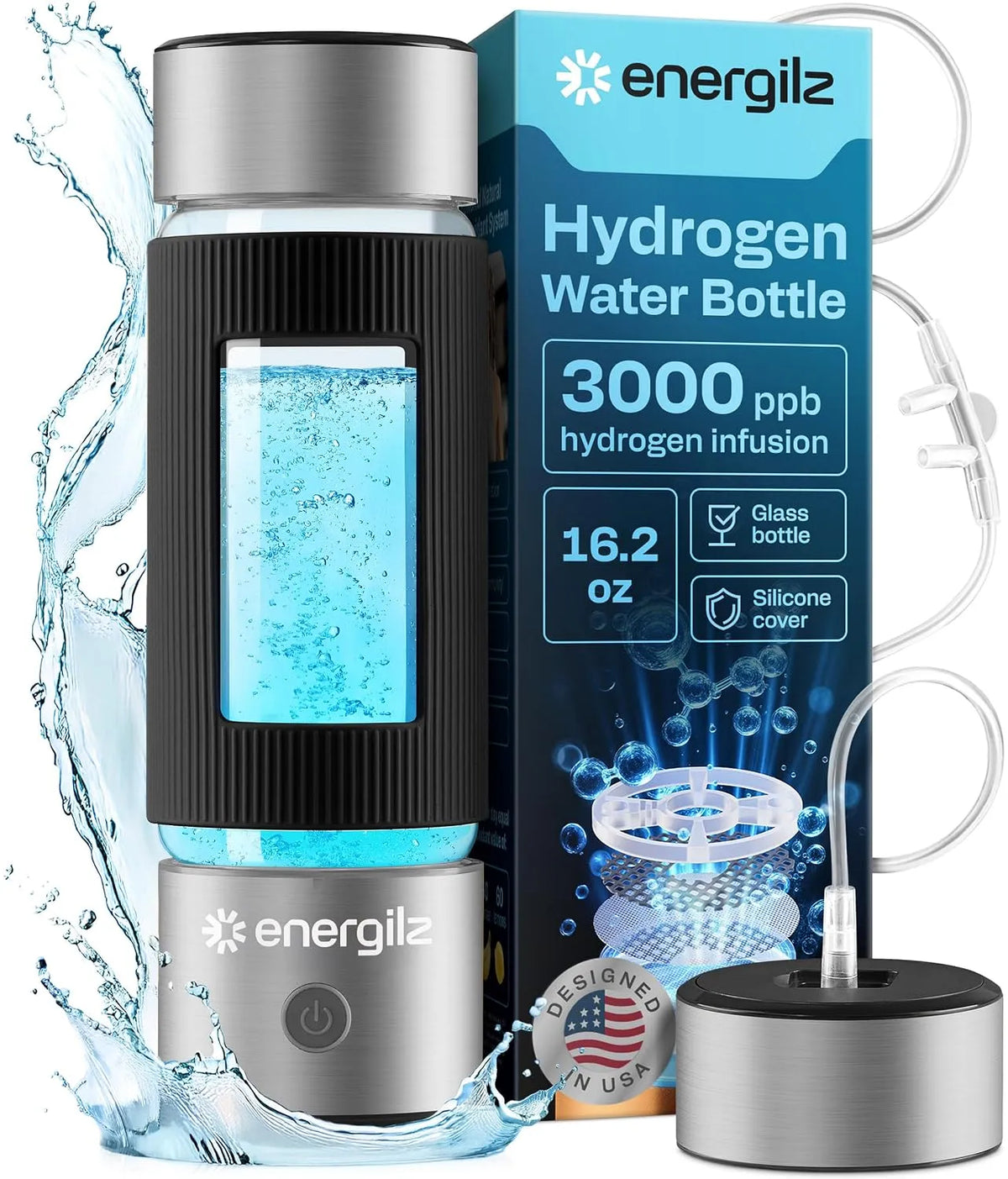 Machine à hydrogéner, Générateur, Bouteille, 480 ml, noir