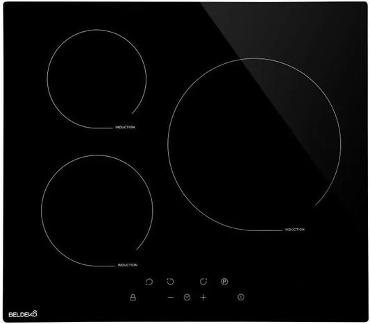 Plaque à induction, 5500 W, table de cuisson à induction, tactile, noir, 3 Foyers, Table Induction BELDEKO, Verre Noir