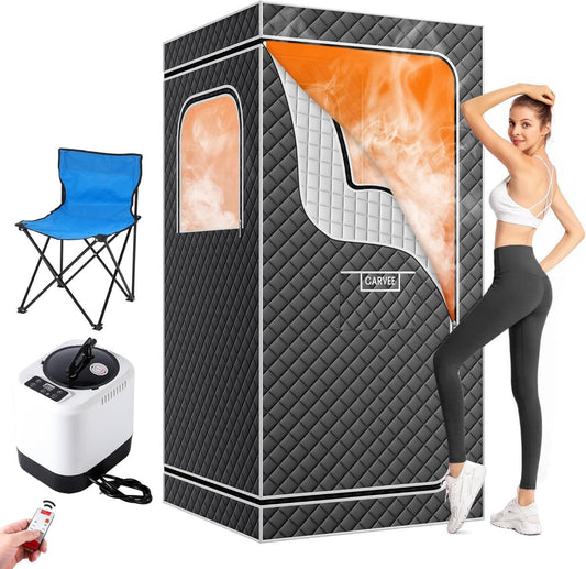 Sauna vapeur portable: structure en acier, isolé, format portable, 90 x 90 x 180cm, 4L, 1500W