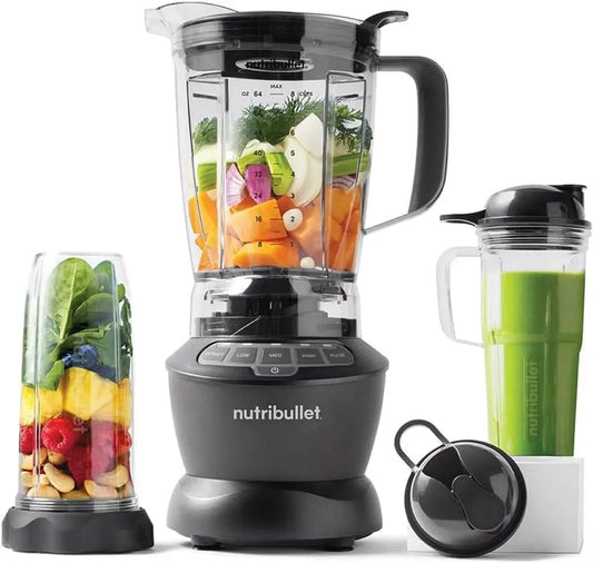 Blender, 1,8 L, 1200 W, gris, 2 couvercles rabattables pour On The Go et 1,8 l, 3 tasses de différentes tailles