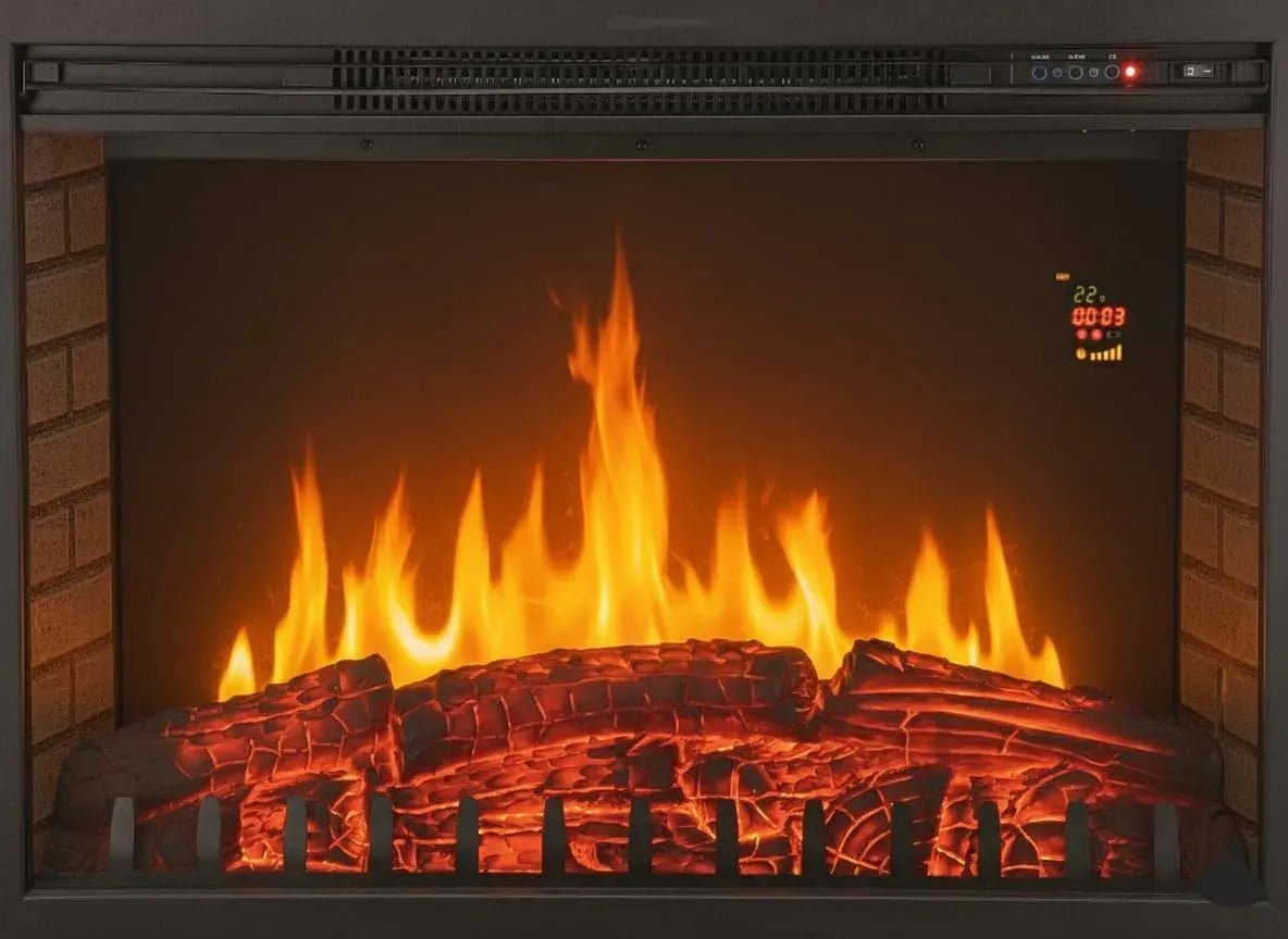 Radiateur électrique, 76 x 21 x 45 cm, 2000 W, CHEMIN'ARTE, encastrable, thermostat, Insert Électrique Encastrable Oxford XL Effet Flammes LED
