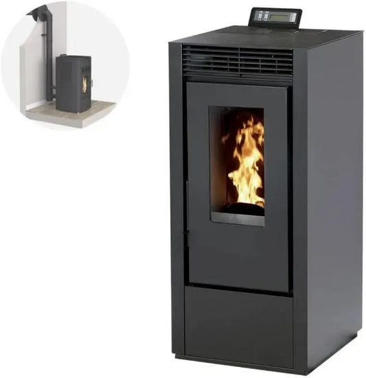 Ustensile de cuisson, IP65, noir, ustensile de cuisine, Pack Poêle à granules MARINA 14 Etanche Canalisable + Kit Conduit Ventouse sortie façade